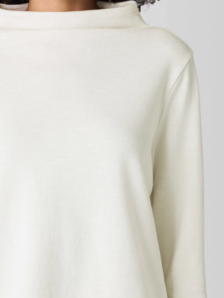 Eileen Fisher Garment-Dyed Terry Funnel Neck Top