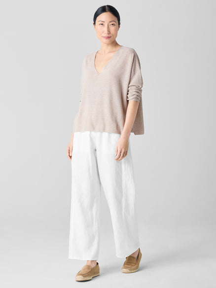 Eileen Fisher Organic Linen Cotton V-Neck Top