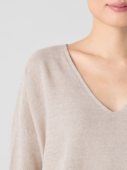 Eileen Fisher Organic Linen Cotton V-Neck Top