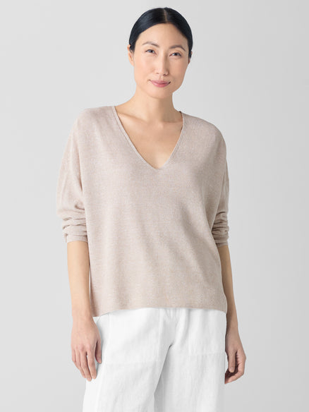 Eileen Fisher Organic Linen Cotton V-Neck Top
