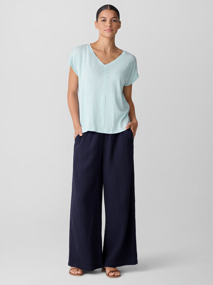 Eileen Fisher Organic Linen Jersey V-Neck Tee