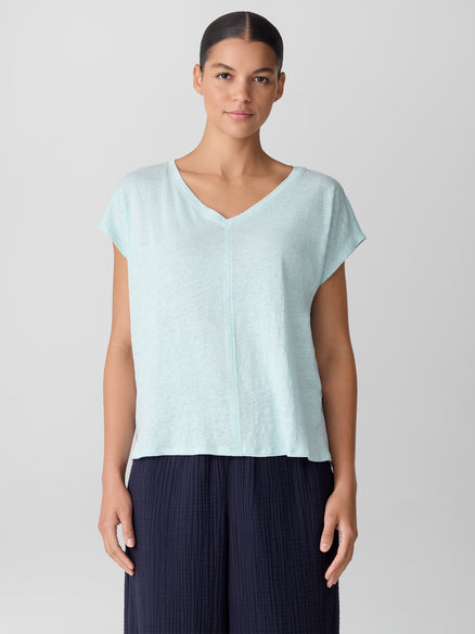 Eileen Fisher Organic Linen Jersey V-Neck Tee