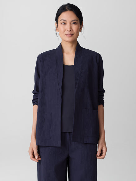 Eileen Fisher Organic Cotton Pucker High Collar Jacket