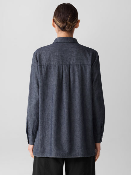 Eileen Fisher Airy Organic Cotton Twill Classic Collar Shirt