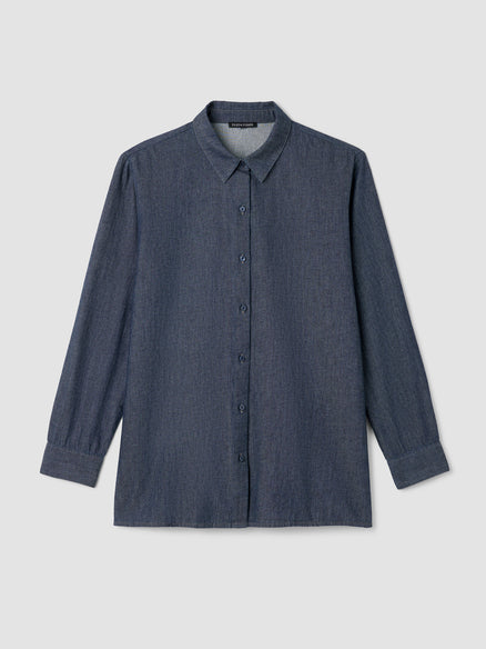 Eileen Fisher Airy Organic Cotton Twill Classic Collar Shirt