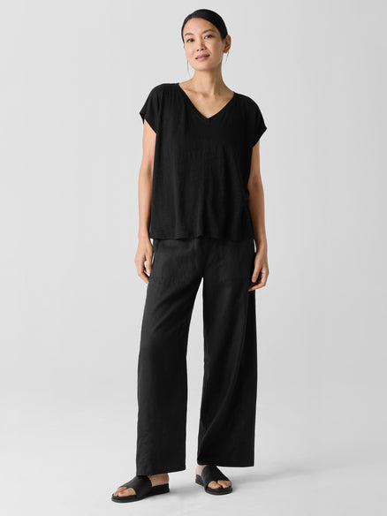 Eileen Fisher Organic Linen Jersey V-Neck Tee