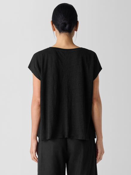 Eileen Fisher Organic Linen Jersey V-Neck Tee