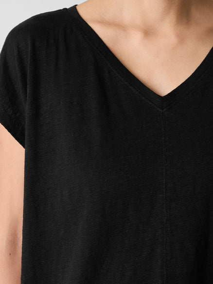 Eileen Fisher Organic Linen Jersey V-Neck Tee