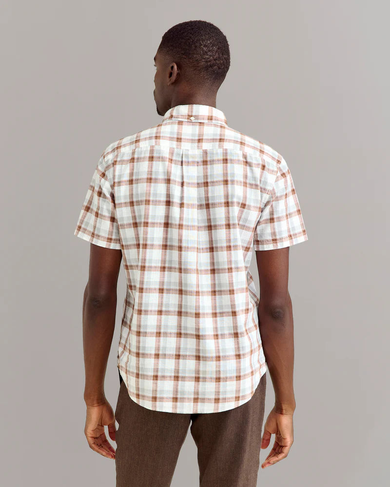 Billy Reid Short Sleeve Tattersail Plaid Tuscumbia Shirt Button Down