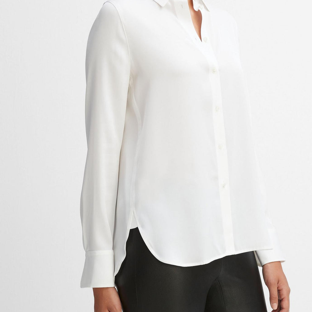 Vince Slim Fitted Stretch Silk Blouse