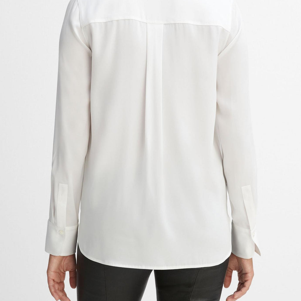 Vince Slim Fitted Stretch Silk Blouse