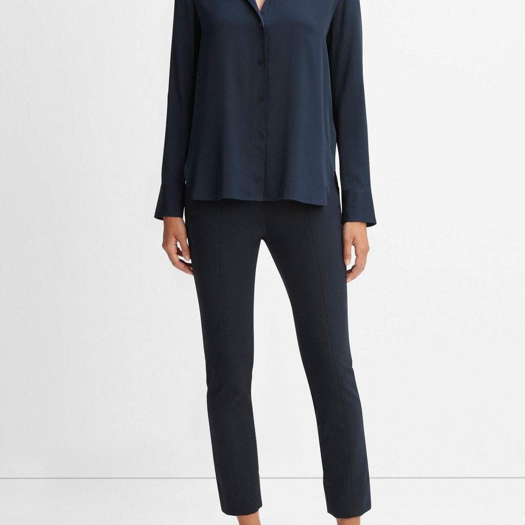 Vince Slim Fitted Stretch Silk Blouse