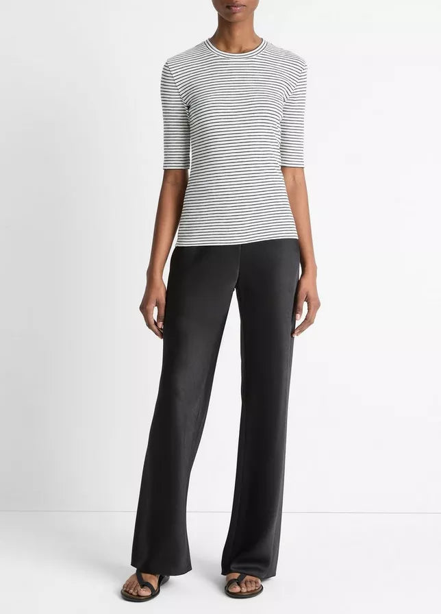 Vince Striped Cotton-Blend Elbow-Sleeve T-Shirt