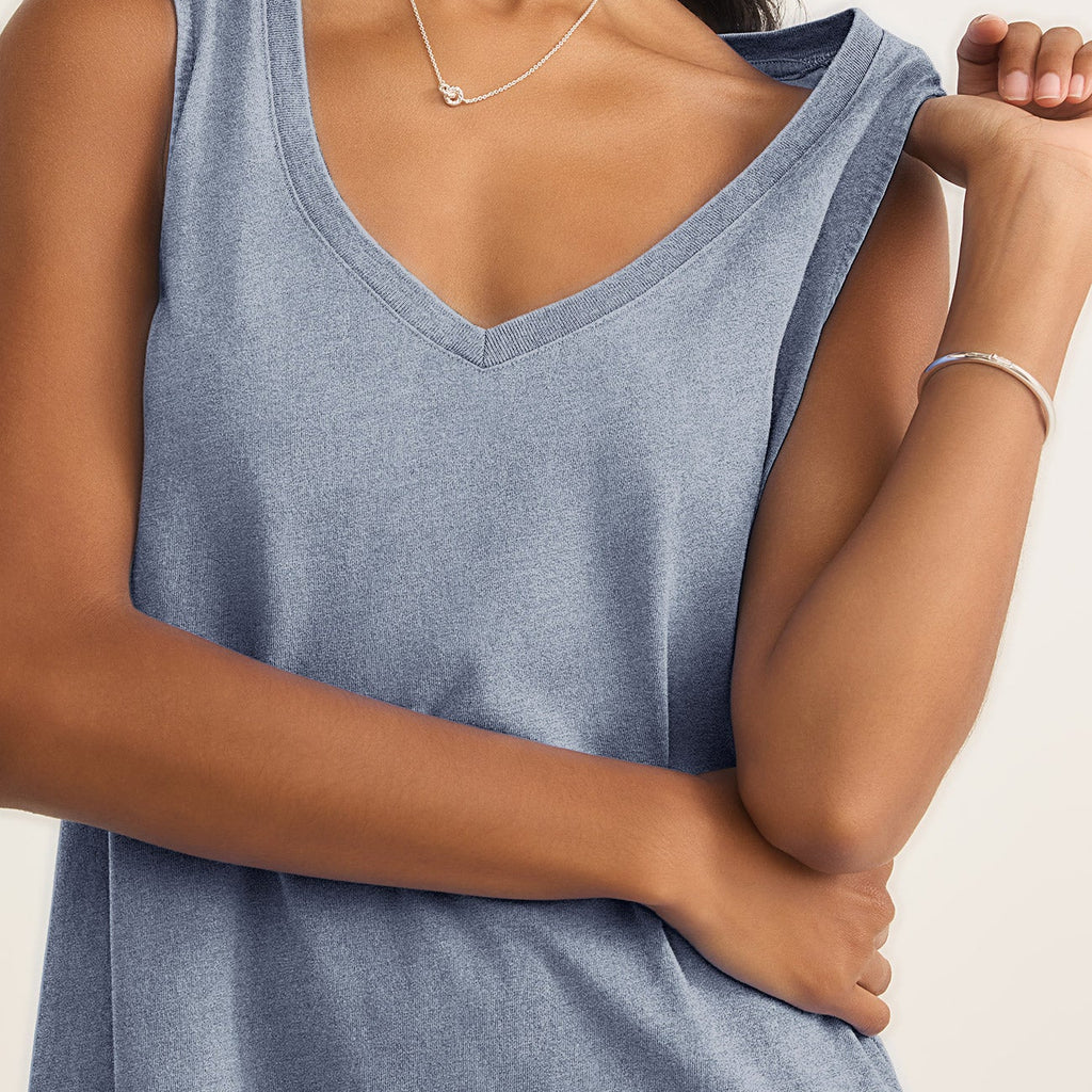 Z Supply Sloane V-Neck Jersey Denim Mini Dress