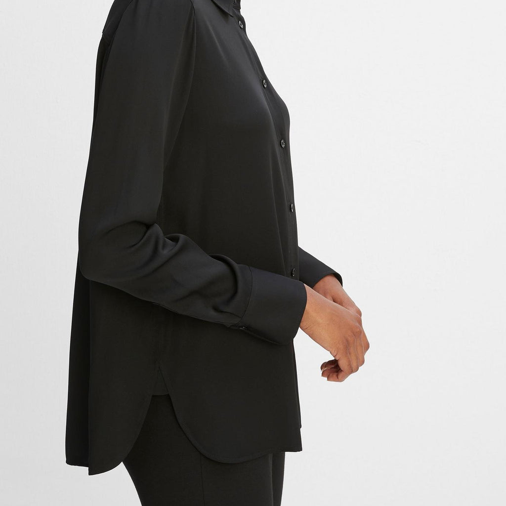 Vince Slim Fitted Stretch Silk Blouse