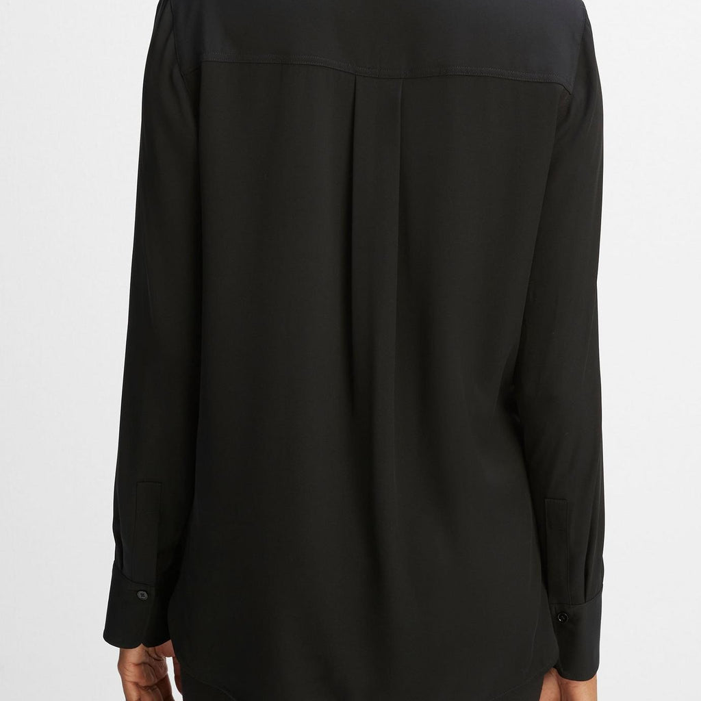 Vince Slim Fitted Stretch Silk Blouse