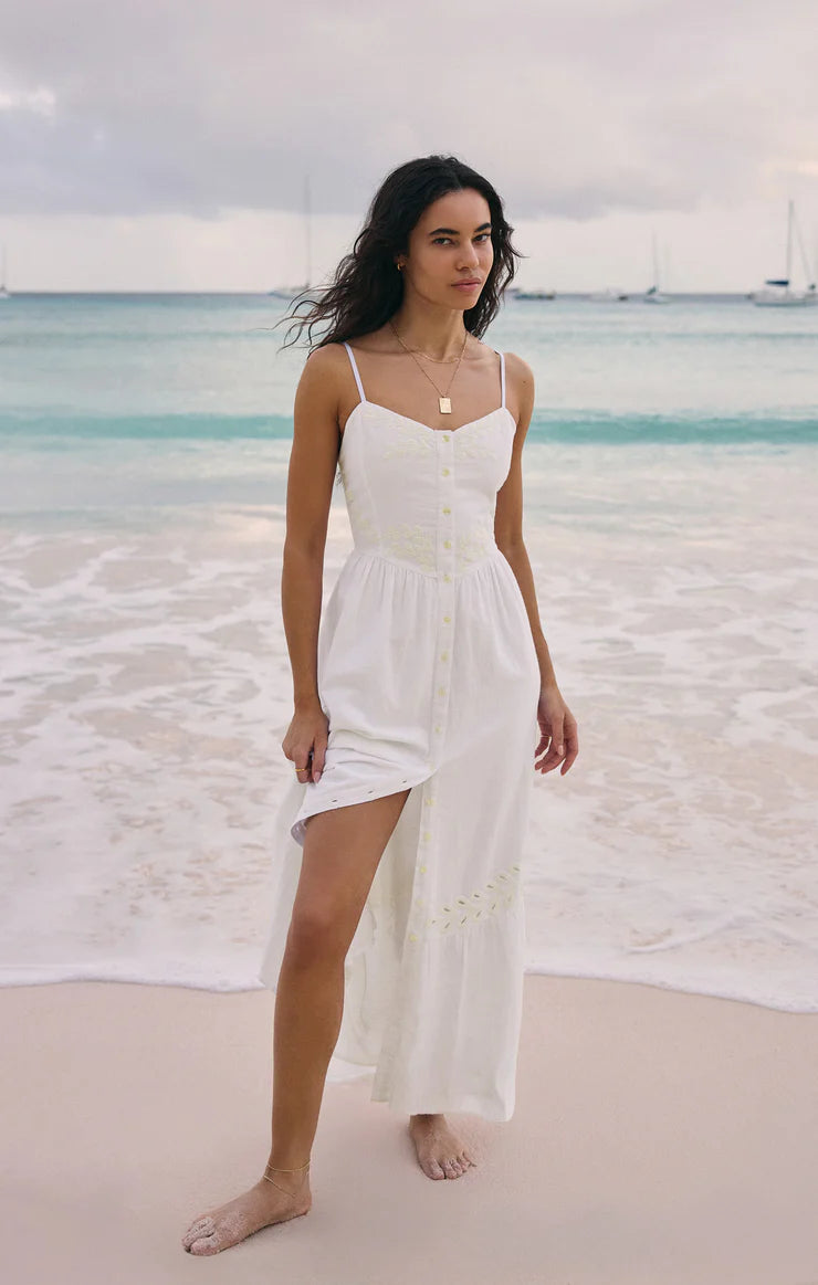 Z SUPPLY Citadelle Embroidered Linen Maxi Dress