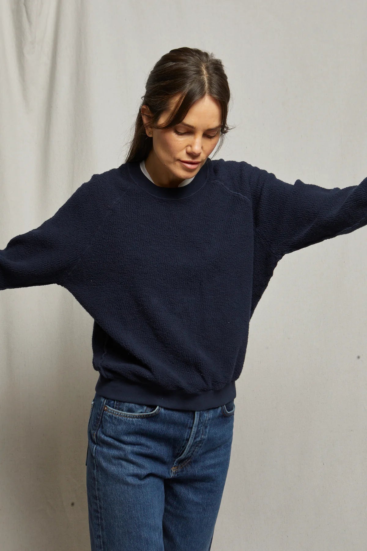 Perfect White Tee Ziggy Inside Out Cotton Fleece Shrunken Crew Sweatshirt