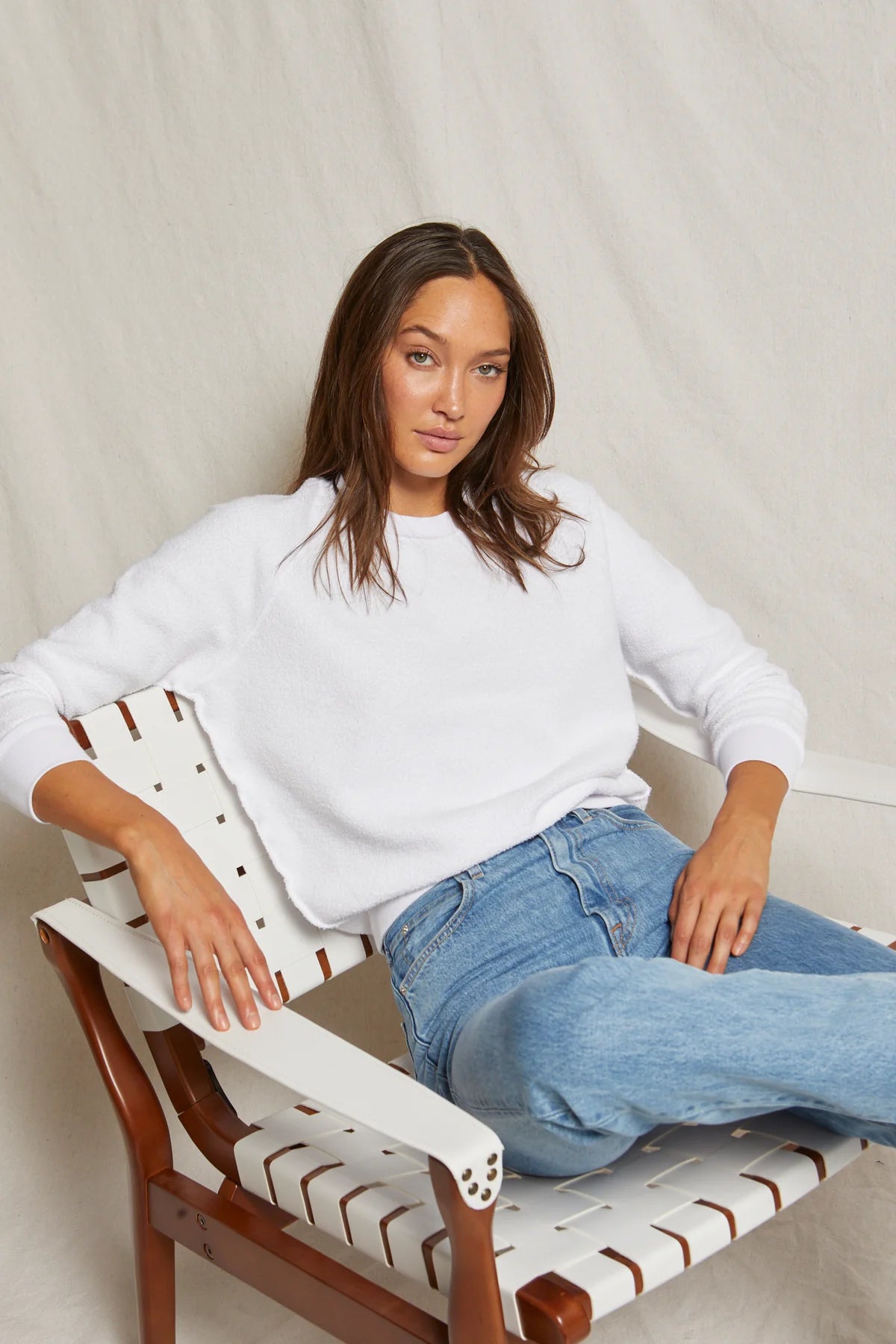 Perfect White Tee Ziggy Inside Out Cotton Fleece Shrunken Crew Sweatshirt