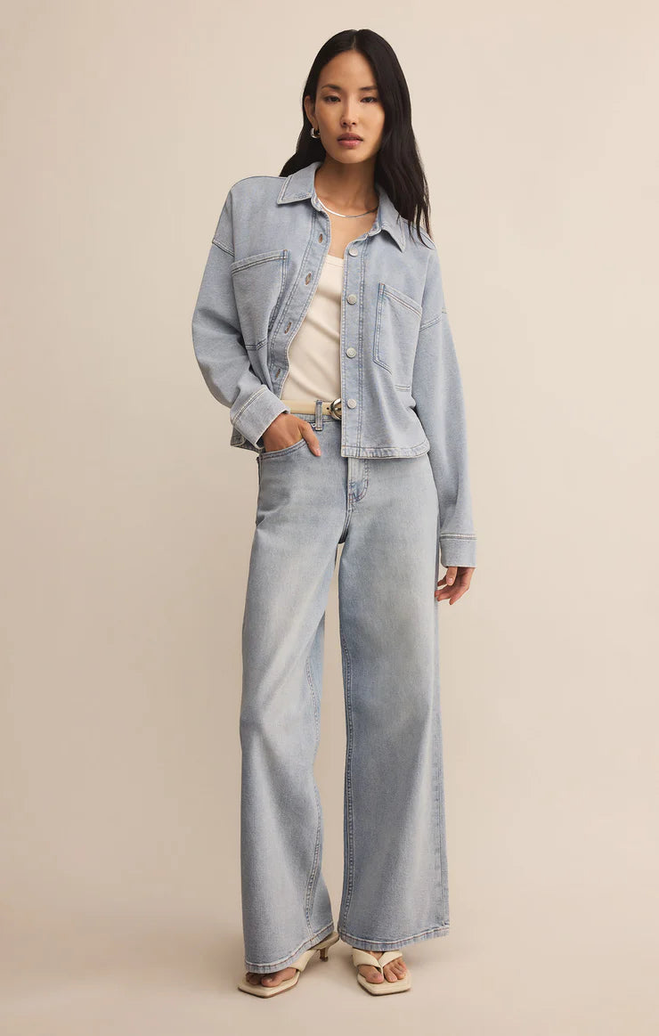 Z Supply All Day Cropped Knit Denim Jacket