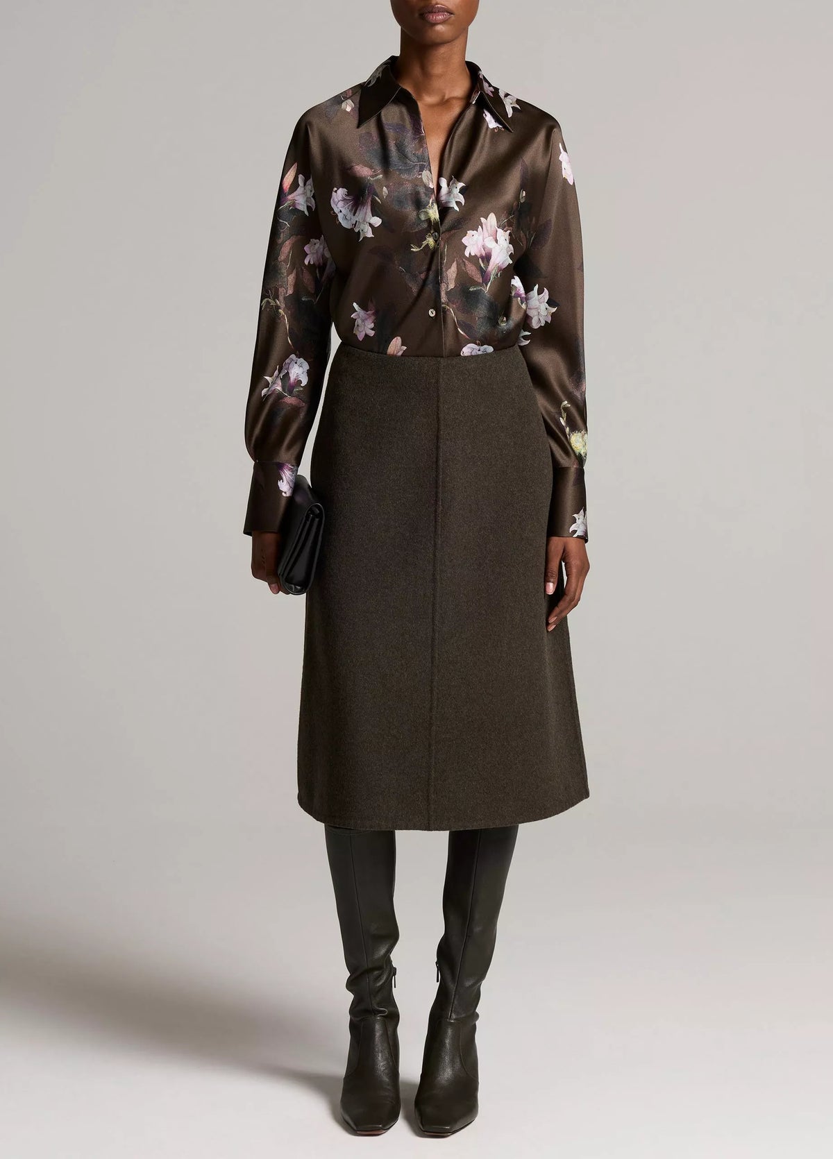 Vince Lily Vine Silk Bias Long-Sleeve Blouse
