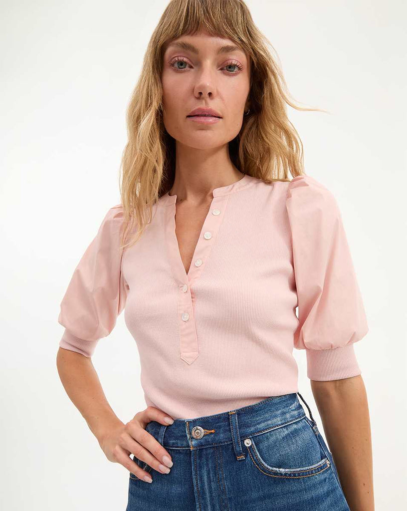 Veronica Beard Coralee Puff-Sleeve Top
