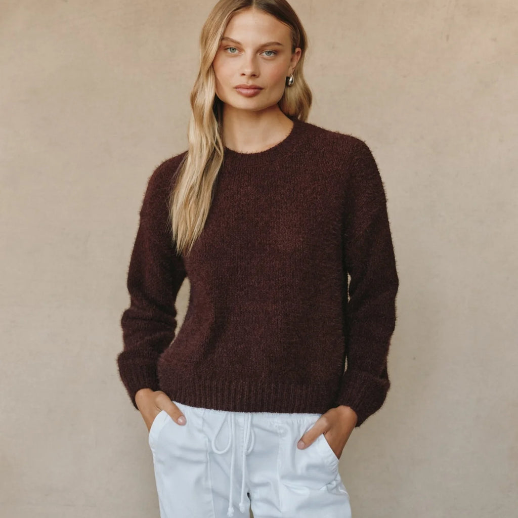 Bella Dahl Drop Shoulder Fuzzy Chenille Sweater