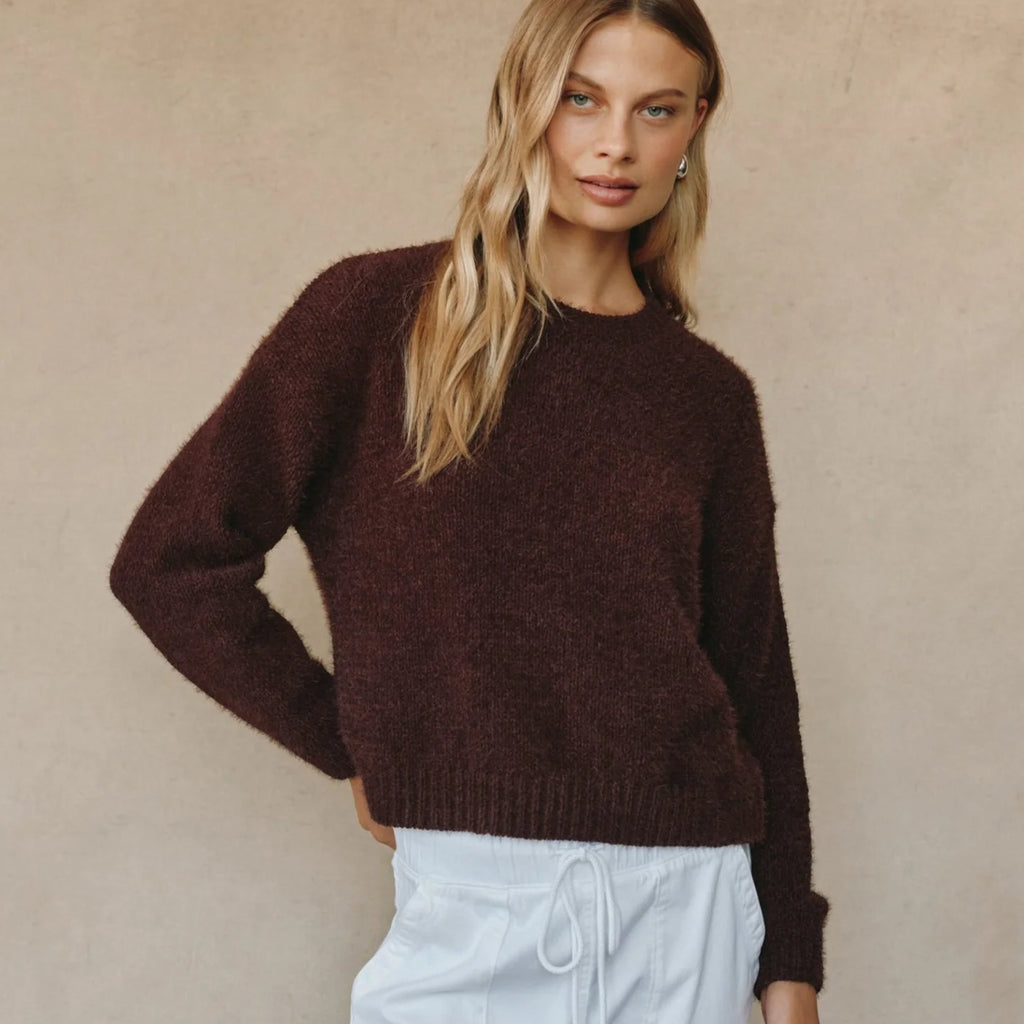Bella Dahl Drop Shoulder Fuzzy Chenille Sweater