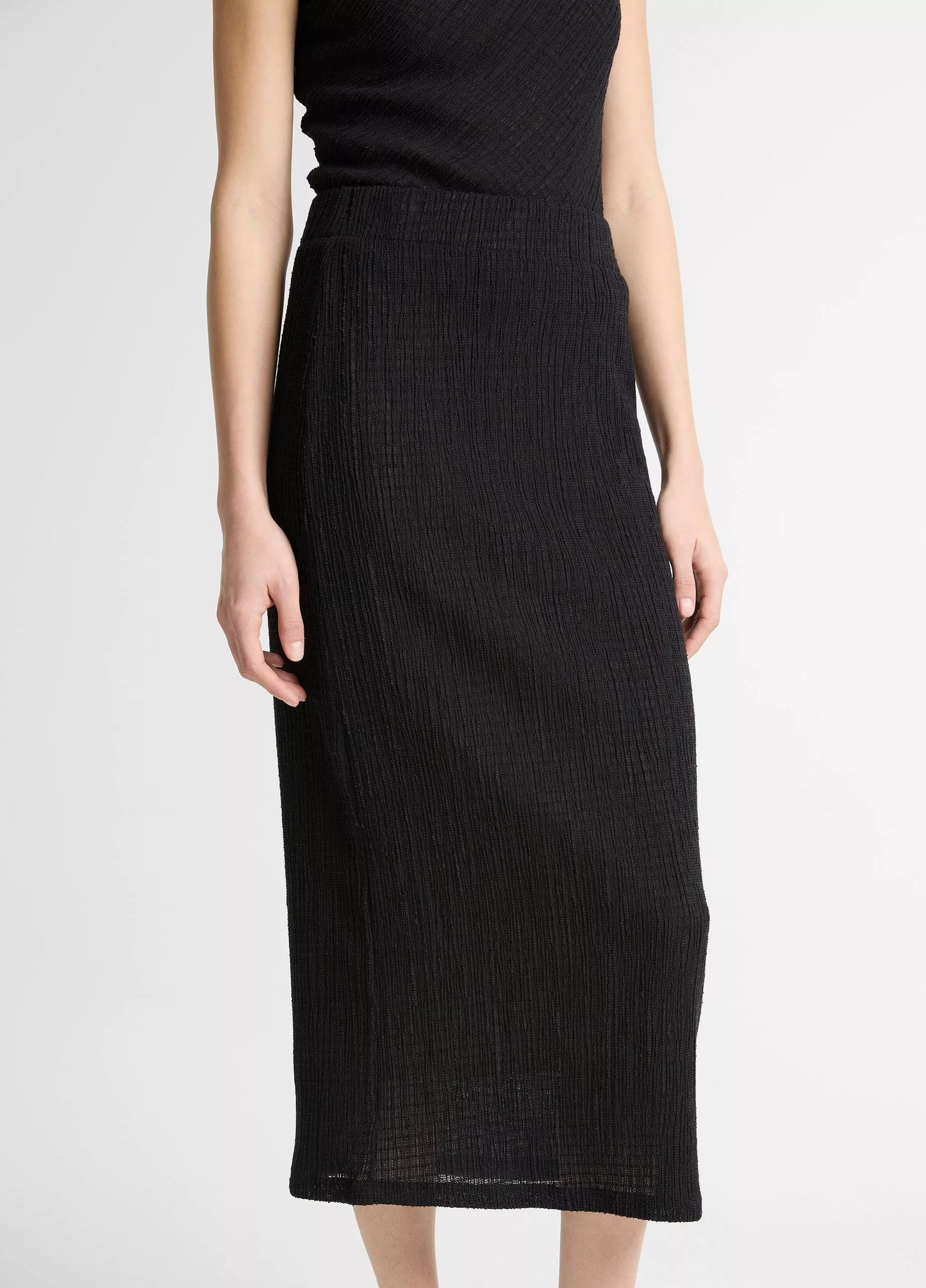 Vince Shadow Grid Midi Skirt
