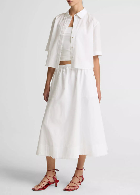 Vince Scallop-Detail Cotton Midi Skirt