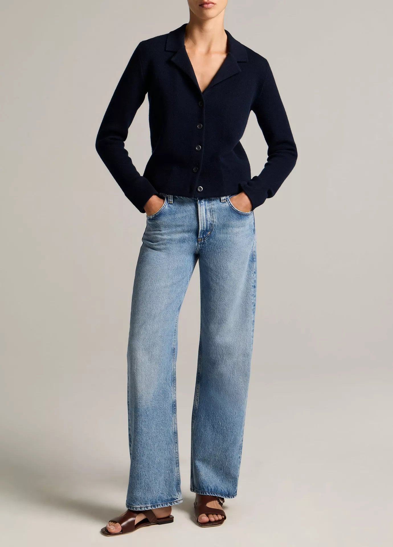 Vince Notch-Collar Double-Face Wool-Blend Cardigan