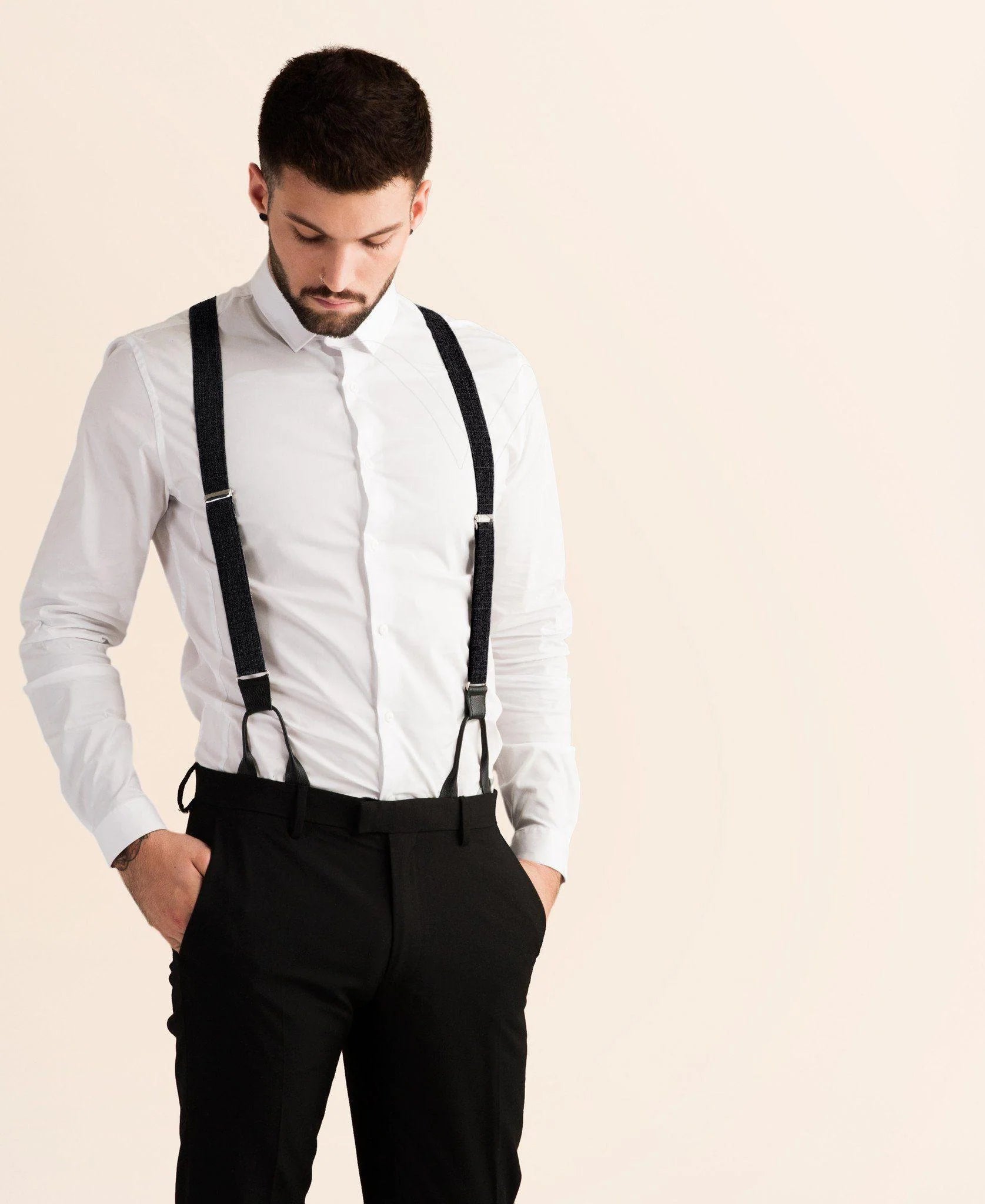 JJ Suspenders Classic Black Fabric Suspenders