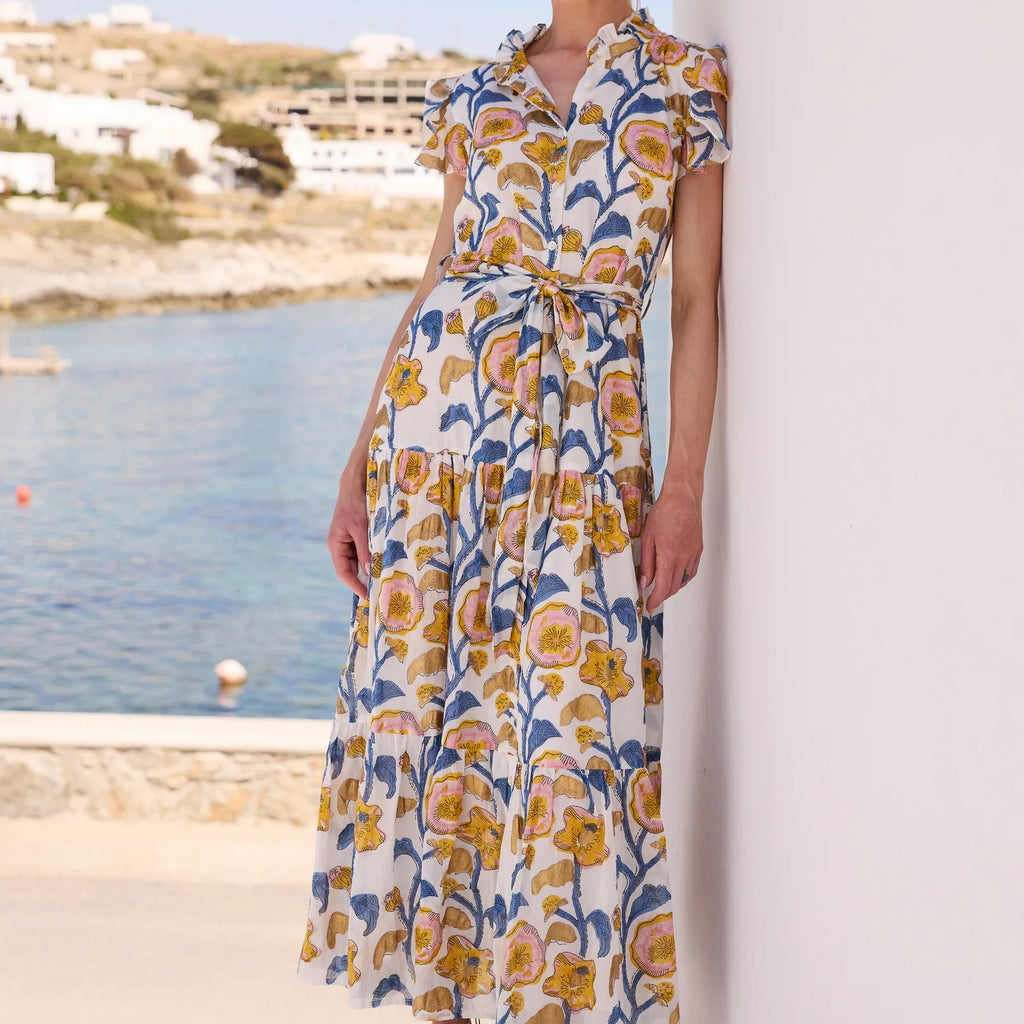 Oliphant Ruffle Collar Button Maxi