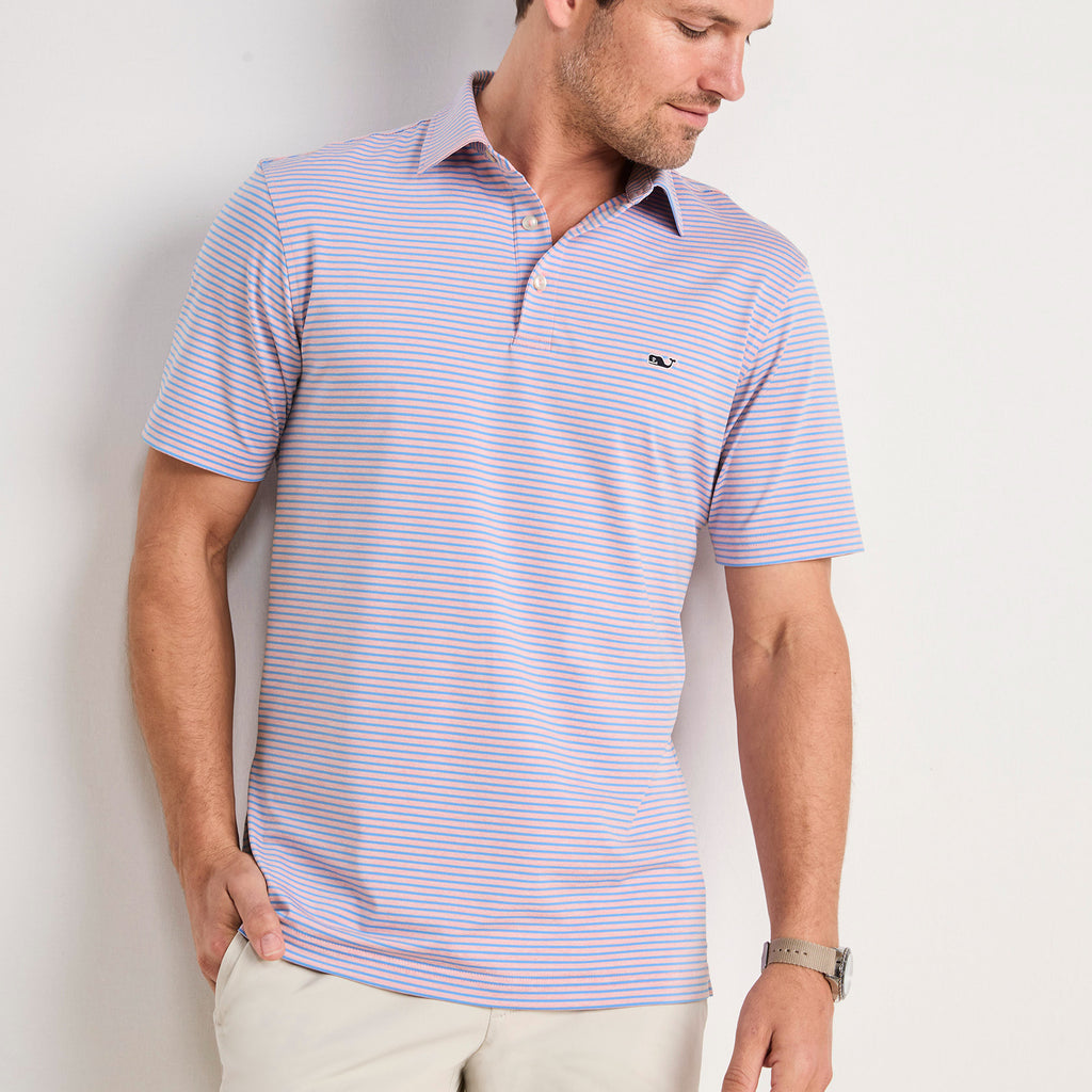 Vineyard Vines Performance Bradley Stripe Sankaty Polo