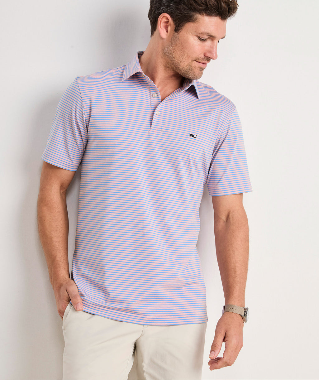 Vineyard Vines Performance Bradley Stripe Sankaty Polo