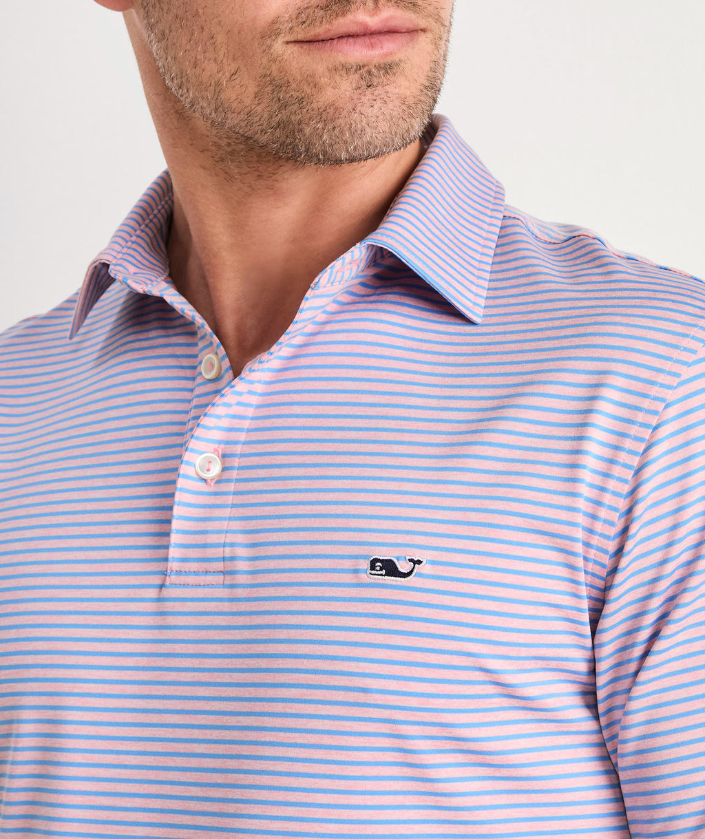 Vineyard Vines Performance Bradley Stripe Sankaty Polo