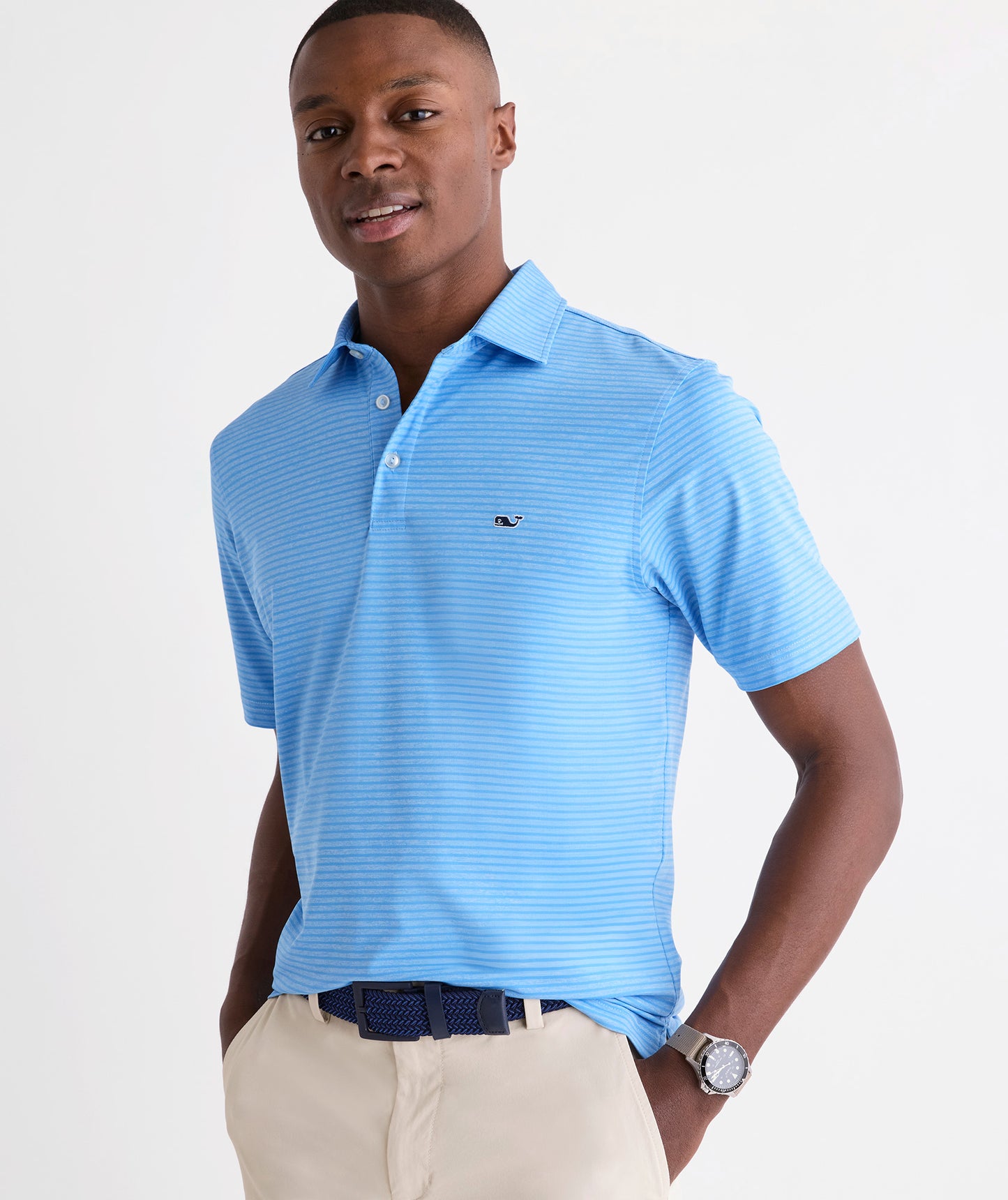 Vineyard Vines Performance Bradley Stripe Sankaty Polo