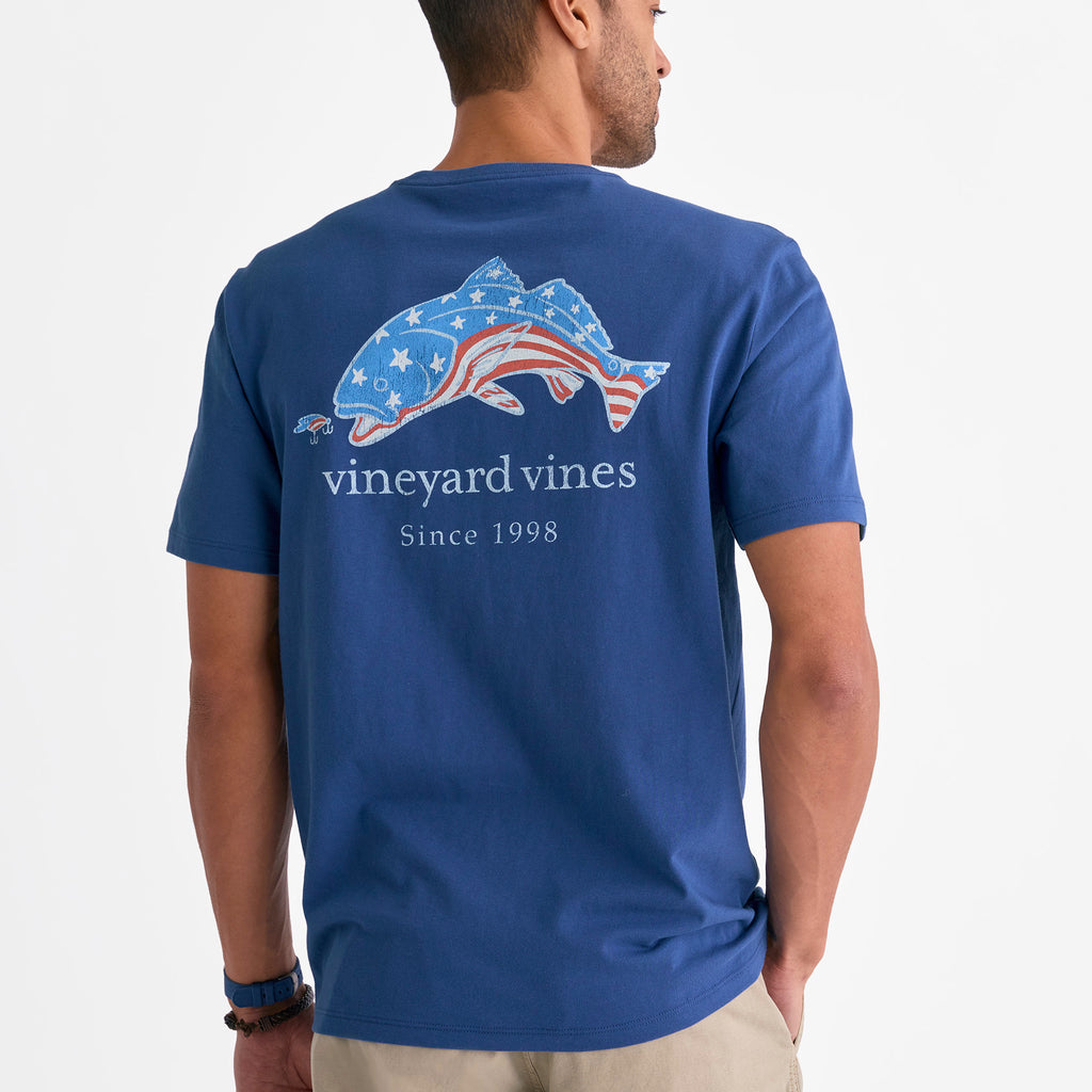 Vineyard Vines Flag Red Fish Short-Sleeve Pocket Tee