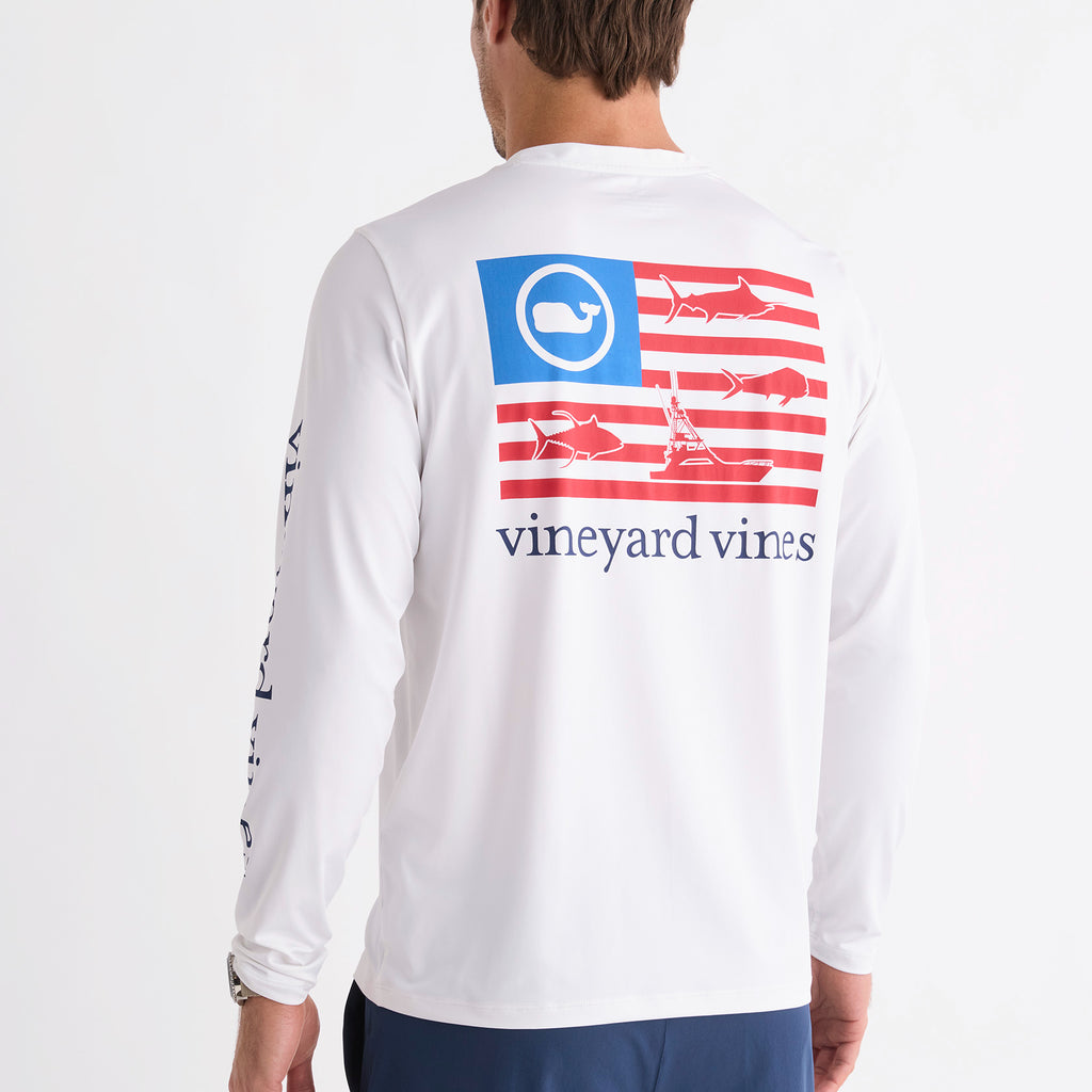 Vineyard Vines Performance Harbor Fish Flags Long-Sleeve Harbor Tee