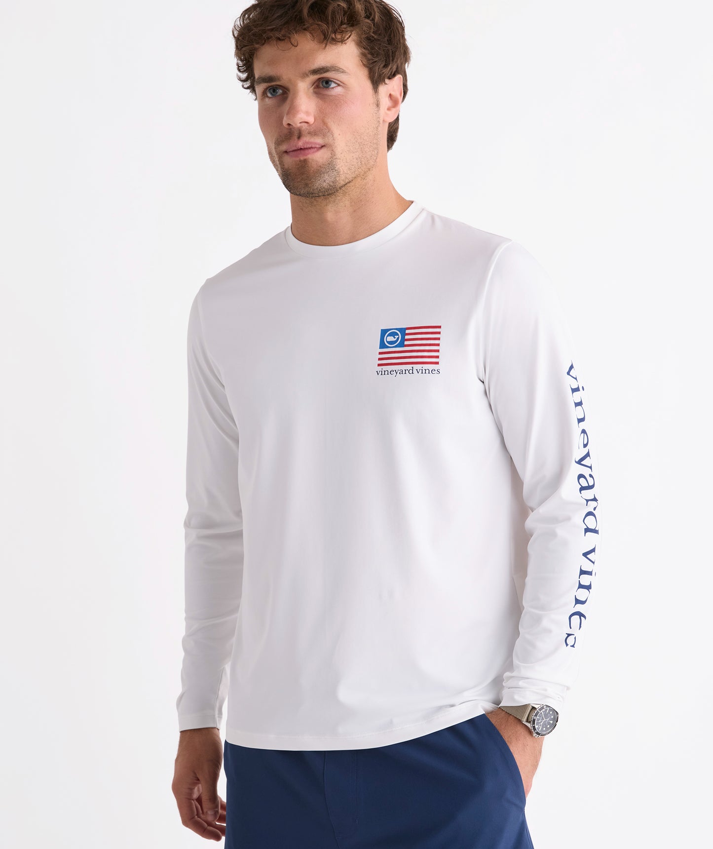 Vineyard Vines Performance Harbor Fish Flags Long-Sleeve Harbor Tee