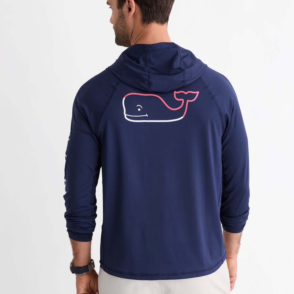 Vineyard Vines Performance Burgee Whale Long-Sleeve Harbor Hoodie Tee