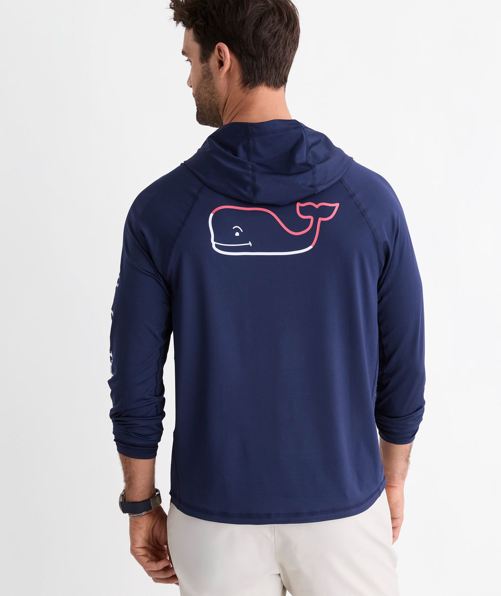 Vineyard Vines Performance Burgee Whale Long-Sleeve Harbor Hoodie Tee
