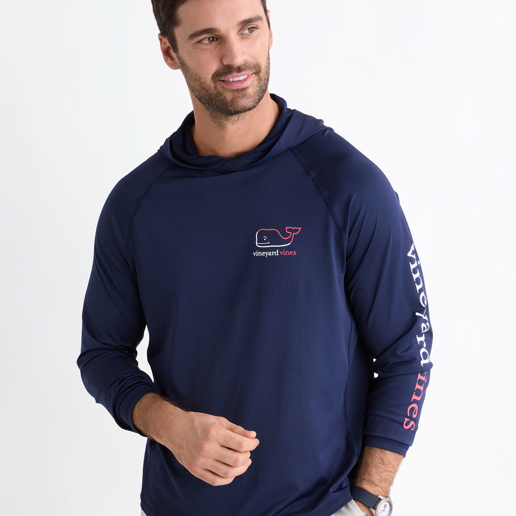 Vineyard Vines Performance Burgee Whale Long-Sleeve Harbor Hoodie Tee