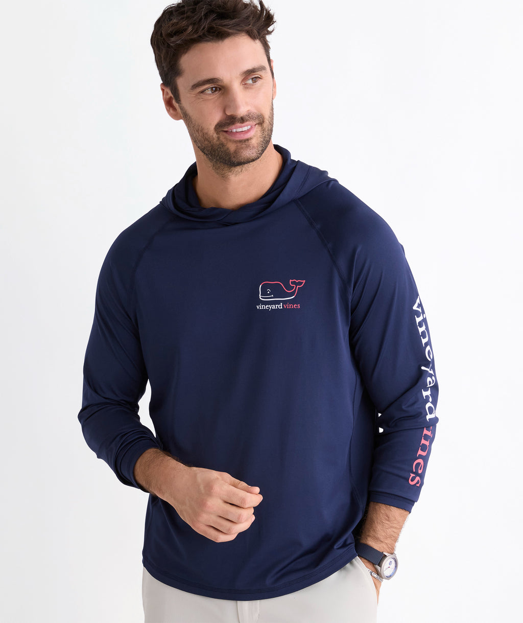 Vineyard Vines Performance Burgee Whale Long-Sleeve Harbor Hoodie Tee
