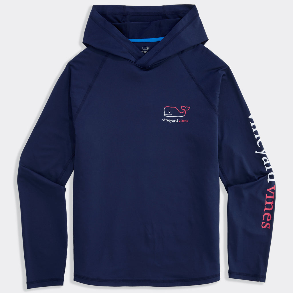 Vineyard Vines Performance Burgee Whale Long-Sleeve Harbor Hoodie Tee