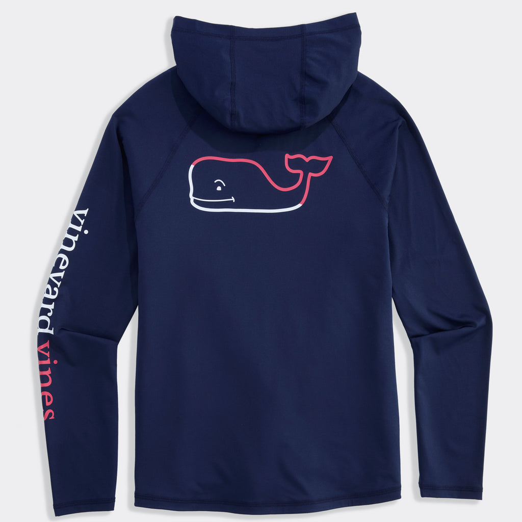 Vineyard Vines Performance Burgee Whale Long-Sleeve Harbor Hoodie Tee