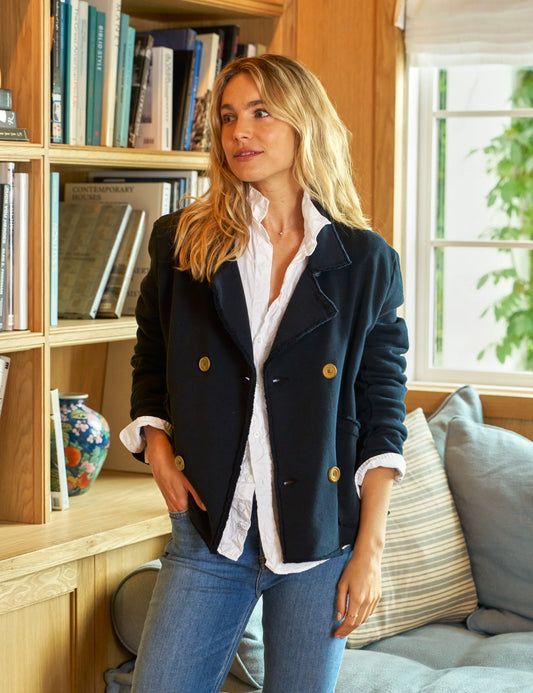 Frank & Eileen Mini Belfast Cropped Sweatshirt Peacoat