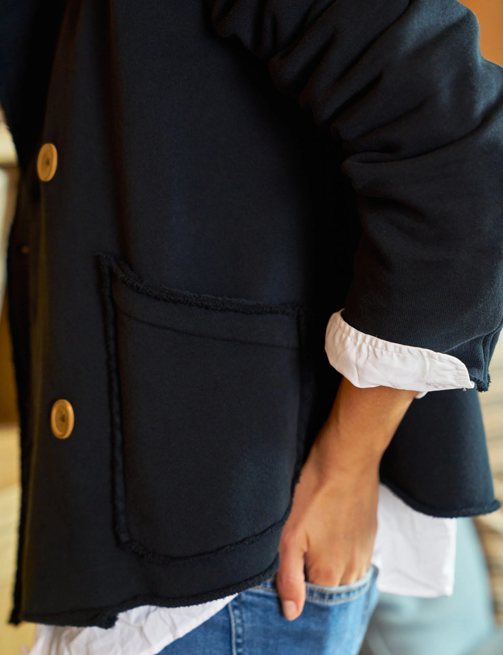 Frank & Eileen Mini Belfast Cropped Sweatshirt Peacoat