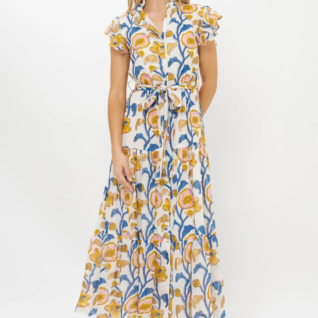 Oliphant Ruffle Collar Button Maxi