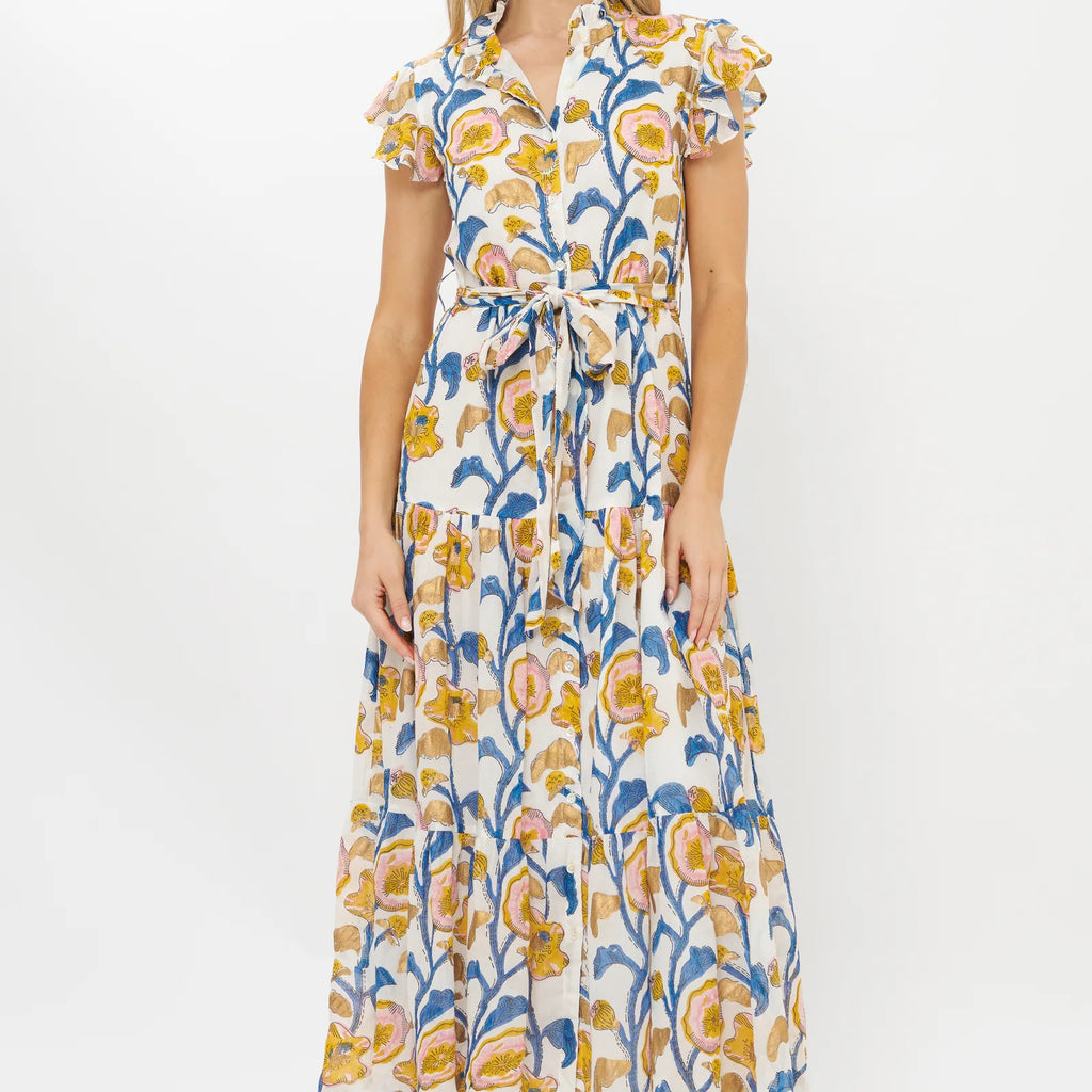 Oliphant Ruffle Collar Button Maxi
